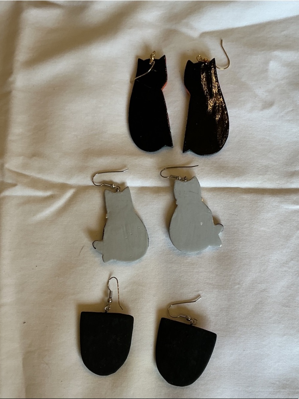 Hand-Painted Wood Cat & Mask Earring Bundle - Picture 2 of 2